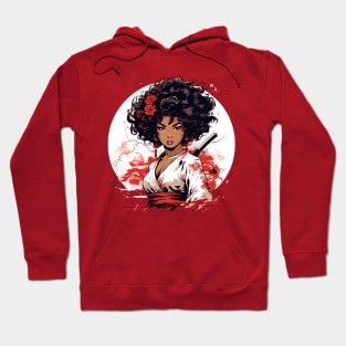 Afro Samurai Girl - Gift Idea, for Christmas, for Birthday, for kids, for Women, for Men, Afro Hair, Black, Proud, Japanese Martial Arts, Lover, Ninja, Mask, Dojo, Women, Karate, Judo, Kickboxing, Boxing, Aikido, Taekwondo, Jiu-jitsu, Hoodie